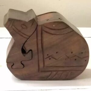 Master Piece Crafts Homemade Puzzle Box Wooden Camel Shaped Secret Stash Box